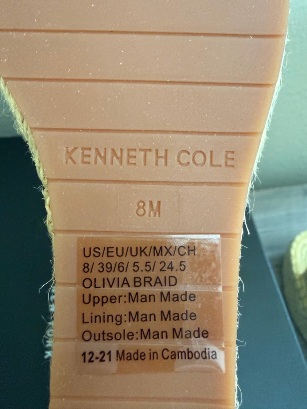 Kenneth Cole New York Olivia Pale Yellow Braided Espadrille Wedge Sandals - Picture 6 of 7